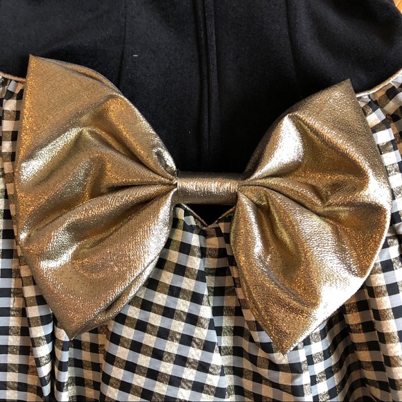 Holiday Christmas Black & Gold Girl Dress (Size 7) - Picture 6 of 8